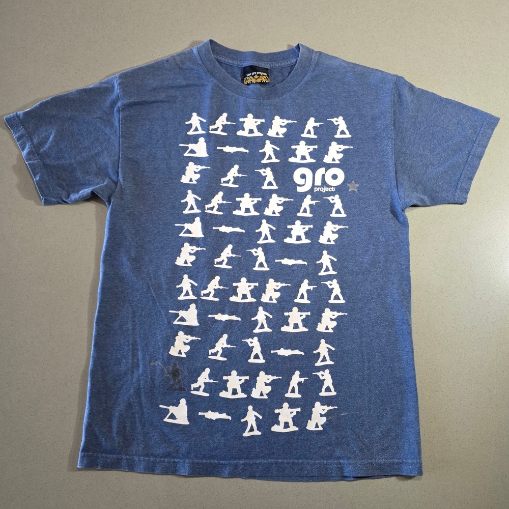 The Gro Project Toy Soldier Graphic T-Shirt Blue Heathered Mens Large
